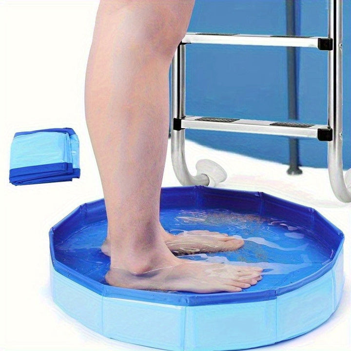 Baño de pies plegable portátil - Bañera de pies de PVC plegable con múltiples componentes, azul, ligera y portátil para la entrada al piscina, uso en salón, cuidado de pies en casa - Bañera de inmersión higiénica, no necesita electricidad, bañera de pies