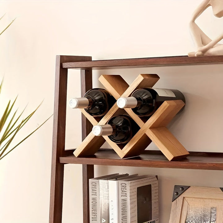 Sostenedor de Vino de Madera Apilable - Construcción de Tronco Sólido, Estilo Europeo, Estantería de Almacenamiento de Licores Multi-Ranura para Decoración del Hogar