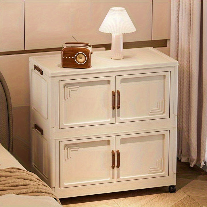 Organizador de almacenamiento plegable multifuncional de 3/4/5/6 capas con ruedas, diseño de puerta doble magnética – Ideal para ropa, juguetes, libros y más – Perfecto para sala de estar, dormitorio o oficina – Acceso universal a ruedas de 360°