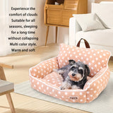 1 Cama de sofá para mascotas de algodón para gatos y perros con asa, tumbona acolchada suave y cómoda con respaldo para todas las estaciones - Lavable a máquina