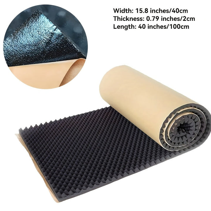 1 Rollo de Panel de Espuma Autoadhesiva de Alta Densidad para Insonorización, 40.13cm x 2.01cm x 101.6cm - Espuma de Caja de Huevos Acústica Negra para Capós de Motores de Coches, Paredes, Techos - Resistente al Calor, Reducción de Ruido, Ideal para Estu