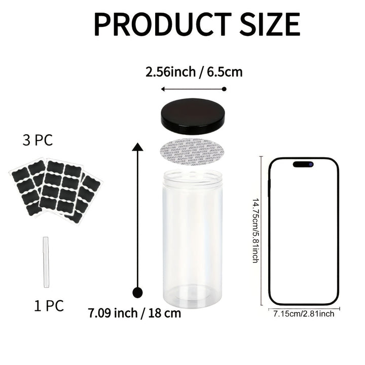 10pcs Tarros de Plástico Transparentes Redondos de 17oz (65*180mm) para Almacenamiento, Frutas Secas, Miel y Cereales con Sello Hermético