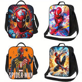 1 bolsa térmica de almuerzo Marvel Spider-Man, diseño vibrante de superhéroe, bolsa térmica sin contacto con alimentos para trabajo, escuela o picnic, poliéster duradero, solo lavado a mano, cierre con cremallera segura, diseño de personaje de caricatura