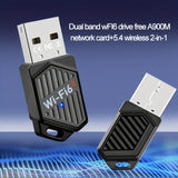 Adaptador sin varillas WiFi 6 Dual-Band 900Mbps (2.4Ghz/5.8Ghz), WiFi 6/802.11ax, Plug and Play para Windows 7/8/10/11, Tarjeta de Red Inalámbrica Rápida para Laptop y PC, Diseño Moderno, Sin Controladores Necesarios, Alimentado por USB