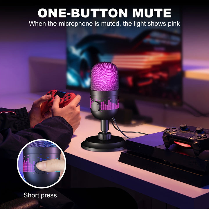 Nueva micrófono profesional USB con iluminación RGB, reducción de ruido - Ideal para transmisiones en vivo, juegos, podcasts y conferencias de video - Incluye soporte