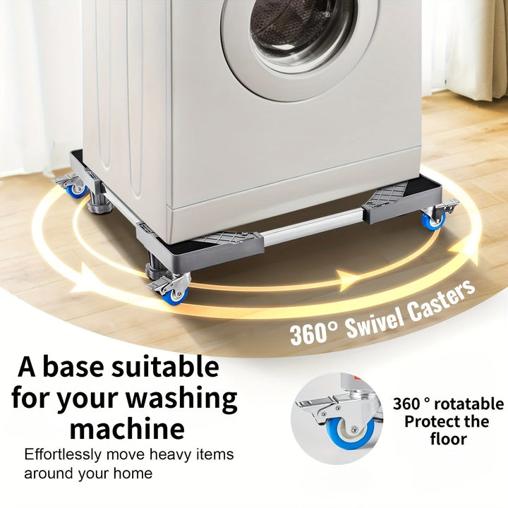 Carro de Transporte para Electrodomésticos Pesados de Acero Inoxidable con 4 Ruedas Bloqueables - Base Expandible y Ajustable, Superficie Antideslizante para Refrigerador, Lavadora, Horno, Lavavajillas - Camión Portátil para Muebles, Uso en Hogar o Almac