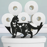 Portarrollos de papel higiénico de gatito de dos caras: Adorable organizador decorativo para el hogar de hierro animal, tiene capacidad para 8 rollos adicionales para baño, tocador o estante de almacenamiento Decoraciones de Halloween, Navidad