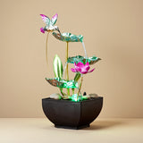 Fontana de escritorio creativa de tres niveles con adornos de roca natural, ideal para dormitorios, salones o escritorios, creando un ambiente relajante y acogedor