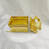 Figura de Arca del Pacto Dorada Pintada a Mano - Decoración Religiosa en Aleación Electroplateada con Querubines, Tapa Desmontable y Accesorios, Adorno para Navidad, Halloween, Día de la Madre, Interior/Exterior