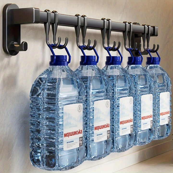 Organizador de Cocina de Acero al Carbono Negro que Ahorra Espacio - Diseño Elegante de Montaje en Pared para Utensilios, Cuchillos y Especias | Fácil Instalación con Adhesivo o Tornillos, No Necesita Tubo Metálico, Accesorios de Cocina, Estante de Pie