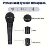 Micrófono de Karaoke Dinámico con Cable, Micrófono Metálico Portátil, , Conector de 6.35mm, Calidad de Sonido Clara, Agarre Cómodo, Ideal para Karaoke, Discursos, Cantos, Reuniones, Transmisiones en Vivo, etc