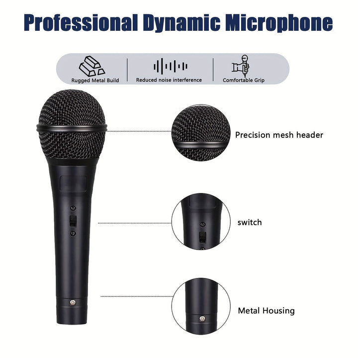 Micrófono de Karaoke Dinámico con Cable, Micrófono Metálico Portátil, , Conector de 6.35mm, Calidad de Sonido Clara, Agarre Cómodo, Ideal para Karaoke, Discursos, Cantos, Reuniones, Transmisiones en Vivo, etc
