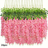 24 piezas, flores artificiales, decoración de glicina para Navidad, boda, fiesta, jardín del hogar, exterior, hotel, comercial, decoración colgante