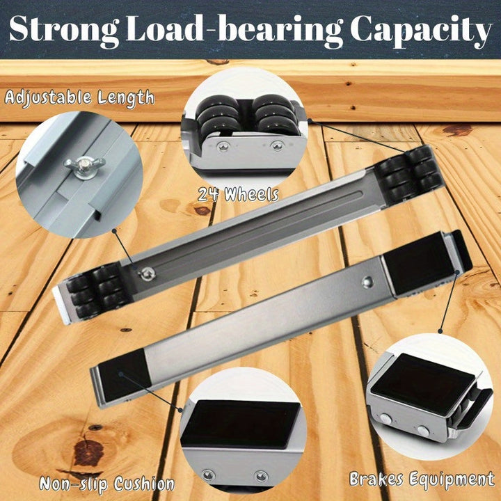 2 Piezas de Carro Ajustable para Electrodomésticos con 24 Ruedas, Cojín Antideslizante y Frenos - Sin Batería Necesaria para Refrigerador, Lavadora, Secadora, Muebles - Accesorios para Hogar, Soporte Resistente, Diseño Ergonómico con Palanca, Ruedas Equi