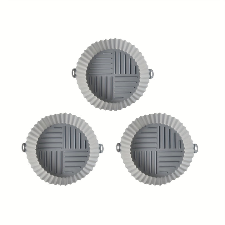 1pc Bandeja de Horneado Reutilizable para Freidora de Aire - Tapete Redondo Antiadherente de PET Alimenticio con Diseño Multicompartimento para Frituras Saludables, Galletas y Ala de Pollo & Snacks - Accesorio de Cocina Fácil de Limpiar