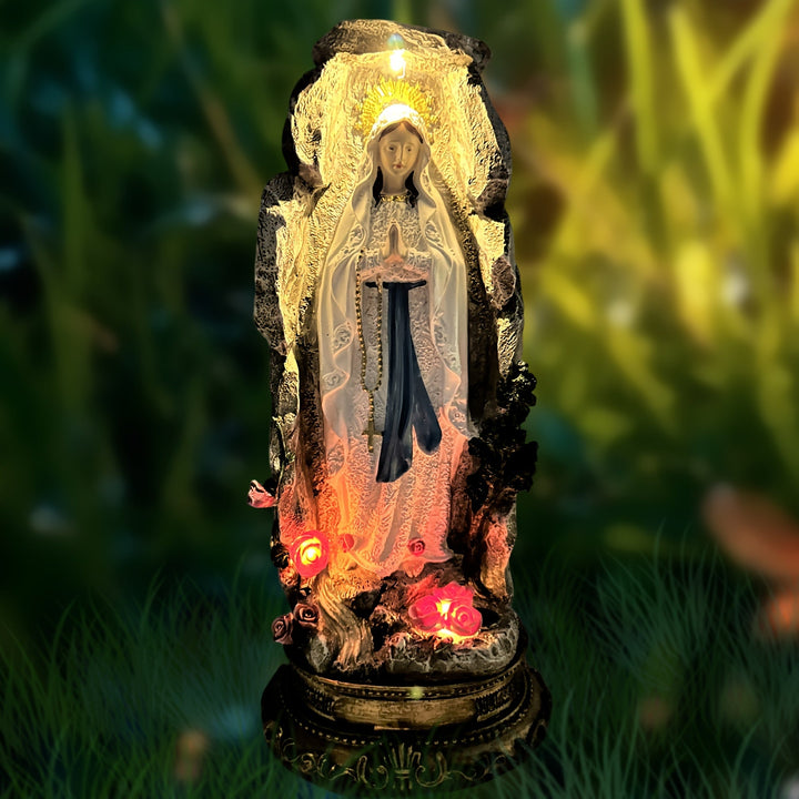 Lámpara Solar IP44, Estatua Religiosa de la Virgen María en Resina para Festivales, Luz Decorativa para Paisajes Exteriores, Adecuada para Jardines y Patios, Regalo de Vacaciones para Amigos