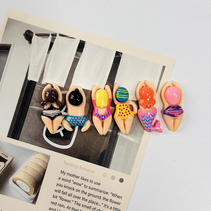 6 Imanes de Nevera Mujer Nadando, Decoración Navideña para Verano y Playa, Accesorios para Pizarra Blanca y Lavavajillas, Adhesivos Duraderos para Hogar