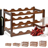 1pieza Estantería de vino de bambú, Soporte de vino apilable, estante de exhibición, organizador de almacenamiento de vino para cocina, bar, bodega de vinos