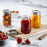 16 oz. Frascos de vidrio redondos Mason con tapas metálicas abatibles, herméticos, aptos para congelador, lavables a mano, ideales para enlatar, conservar, preparar comidas, almacenar granos - No se necesita electricidad