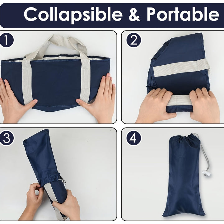 Cubo de baño de pies plegable en azul oscuro - Cubeta de tela de Oxford portátil para alivio calmante, ideal para viajes, camping, pesca y relajación en casa, cubeta de spa para pies al aire libre|Cubeta de relajación|Tela de Oxford duradera