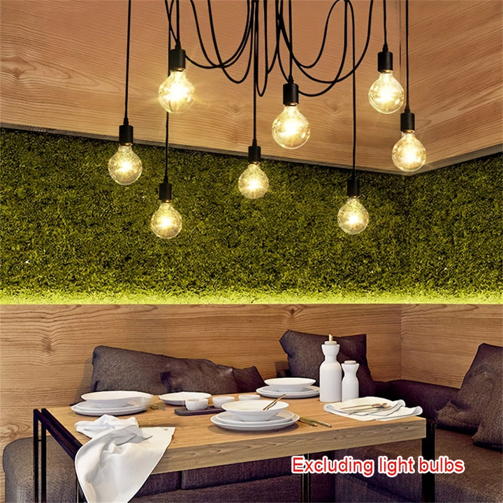 Lámpara Colgante Retro de 3/5/6/8 Cabezas DIY con Base de Lámpara Múltiple E27, Lámparas Industriales para Colgar en Cafeterías y Bares, Luces Colgantes de Araña