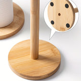 1 pieza, soporte de papel higiénico de bambú rústico - soporte redondo para encimera para cocina y baño, dispensador de madera estilo granja con instalación autoadhesiva, aspecto de madera natural, decoración y accesorios de baño