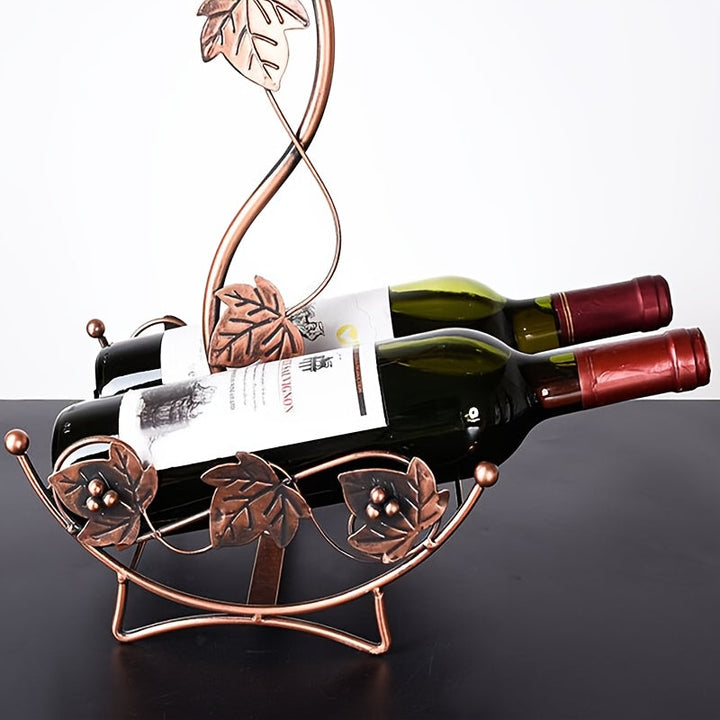 Soporte de vino independiente y portavasos para dos botellas de vino tinto y seis copas, estilo europeo con diseño de flor de cerezo - una hermosa decoración para el gabinete del vino