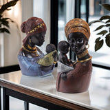 Estatua artesanal de Madre e Hijo africano, Figura de resina para decoración del hogar, Escultura decorativa para estantería, armario, escritorio, soporte de TV y entrada