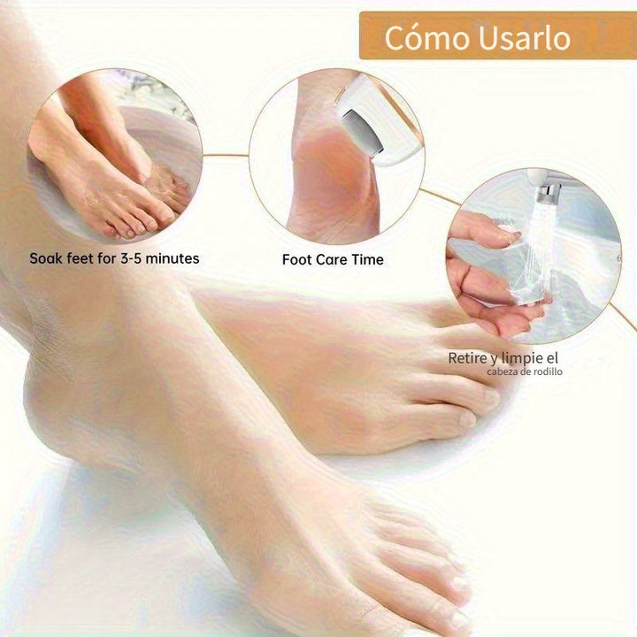 Modelo de carga USB, limpiador de pies con 6 cabezas de repuesto, tres molinillos, ajustes de velocidad de 2, rápida eliminación de cera vieja, un gran regalo para familiares y amigos.