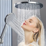 Juego de Ducha Lluvia de 9 Pulgadas - Cabezal de Ducha Grande con Aumento de Presión, Combo de Ducha Portátil y Boquilla Rociadora, Accesorios para Baño, Set de Baño Plateado