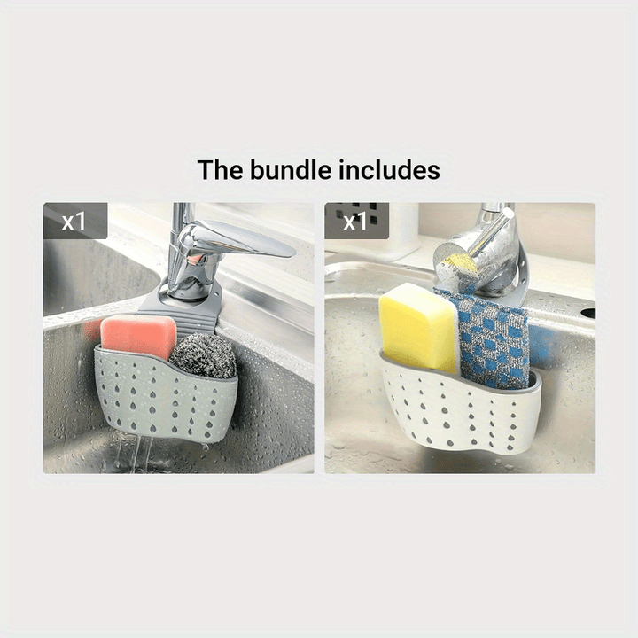 Colador de Doble Filtro para Fregadero con Portaesponja - Cubierta Antiatascos, Organizador de Platos y Almacenamiento de Esponjas para Lavabos Modernos