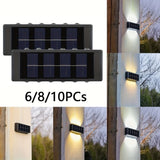Juego de 6, 8 o 10 luces solares para pared con 12 LED, ideal para jardín, exterior, patio y garaje