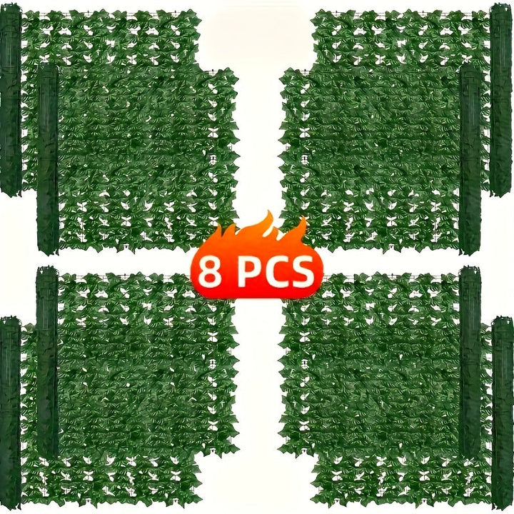 8 piezas de pantalla de pared de valla de privacidad de hiedra artificial, longitud total de aproximadamente 118,1 x 39,4 pulgadas, con 576 hojas de textura de alta simulación, puede resistir bien los rayos UV, adecuado para terraza/balcón/jardín/cortijo