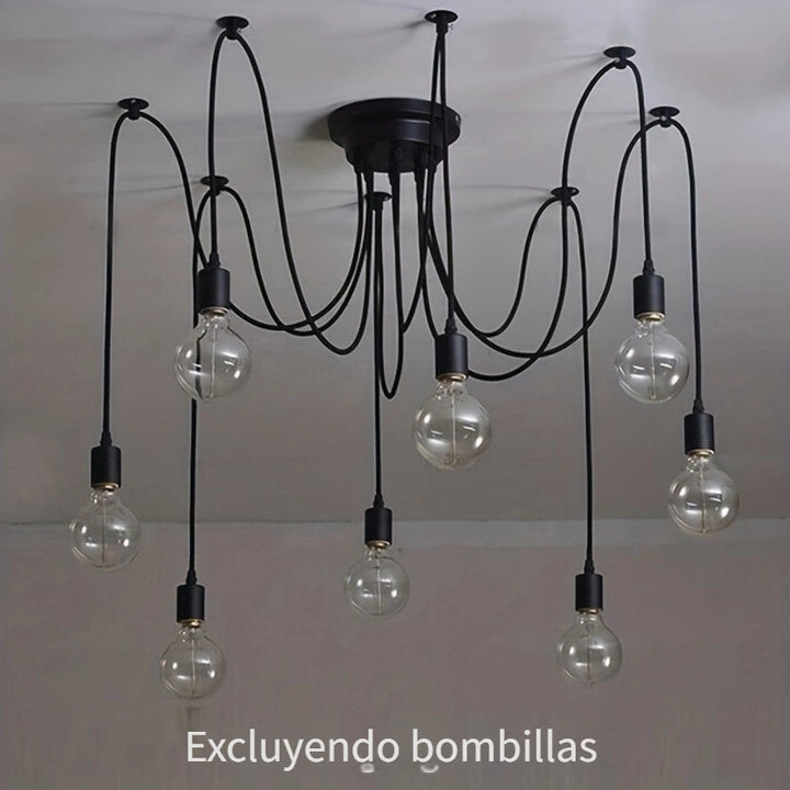 Araña de techo industrial moderna y elegante, lámpara colgante con 3/5/6/8 cabezales ajustables, estilo clásico antiguo, iluminación DIY