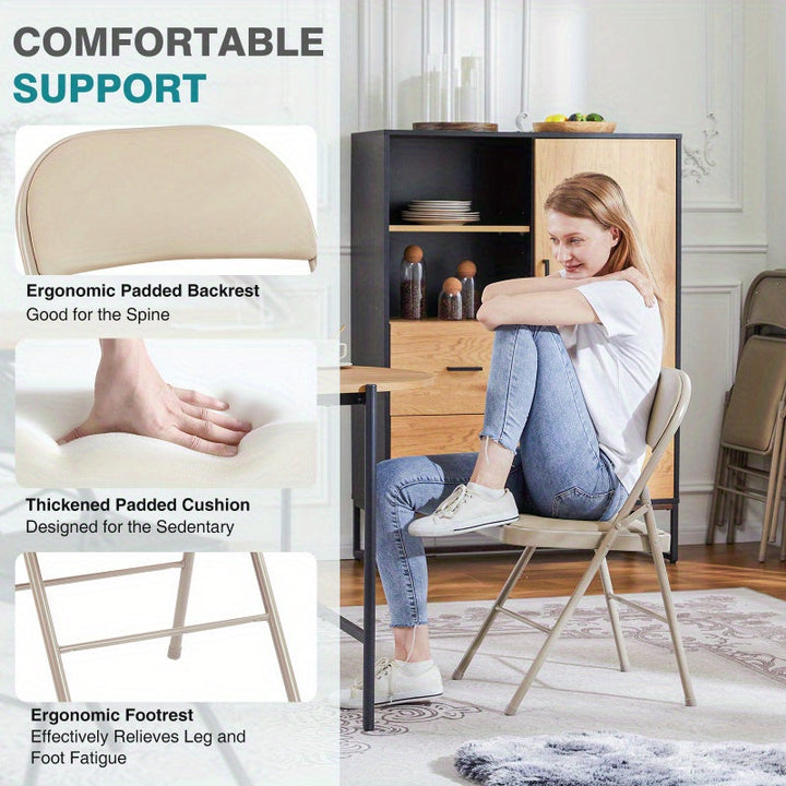 Asiento Plegable de Cuero PU Grueso - Ligero 3.67 KG, Diseño Multifuncional para Hogar, Oficina y Bodas - Asiento Duradero y Elegante, Adecuado para Todas las Estaciones