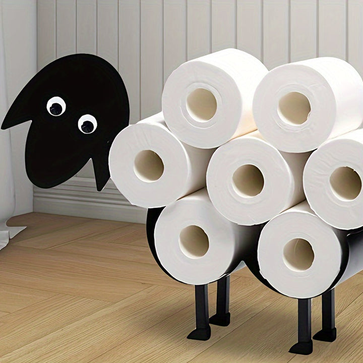 Soporte de papel higiénico de perro de hierro creativo, soporte de rollo de papel higiénico para baño, hierro forjado, estante de almacenamiento de papel higiénico independiente, elementos esenciales para el hogar