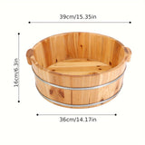 Bañera de Madera Elegante para Remojo de Pies con Soportes Metálicos - Altura de 16.0cm, Diámetro de 39.88cm | Uso Versátil para Baños de Pies Cálidos Relajantes, Lavado de Cara y Más | Experiencia de Spa en Casa Duradera, Esenciales para el Spa en Casa