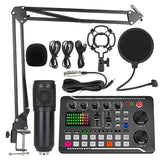 Interfaz de audio de transmisión en vivo con alimentación USB, F998, con efectos de DJ y cambiador de voz, plástico negro, batería recargable, para transmisión en vivo/blog/juego