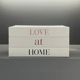 Juego de 3 Libros Decorativos - Estilo Contemporáneo de Libros Faux para Decoración del Hogar, Señales de Mesa de Papel con Texto en Inglés, Accesorios Decorativos Temáticos de Dirección para Exhibición en Estante - "Amor en Casa"