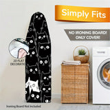 1 Funda de Tabla de Planchar de Alta Resistencia con Diseño de Gato Lindo - Tamaño Completo, Bordes Elásticos y Lavable a Máquina para Accesorios de Lavandería (Tabla no Incluida), 2D Plana