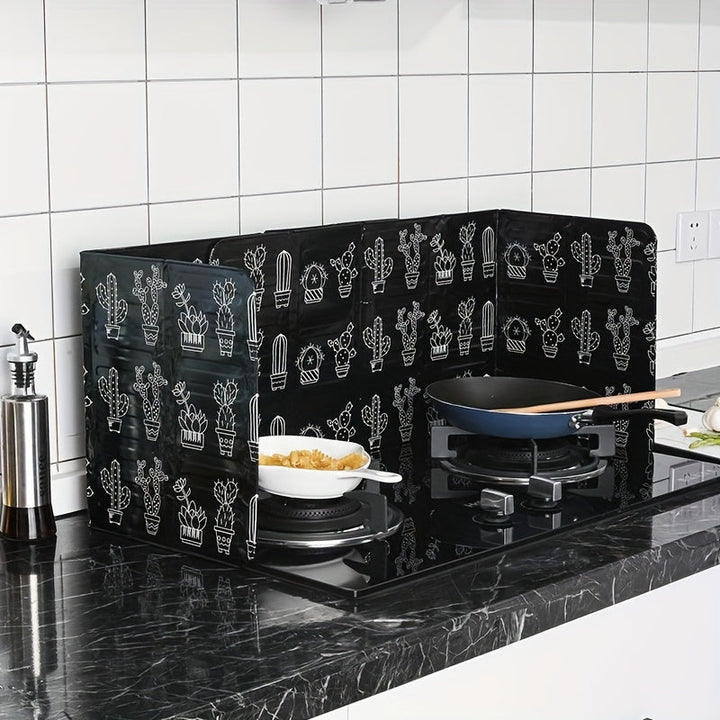 1 pieza de papel de aluminio negro para cocina - Protector de estufa resistente al calor con diseño elegante de hoja de palma, fácil de limpiar, construcción metálica duradera, modernos utensilios de cocina, cubierta de protección para área de cocción
