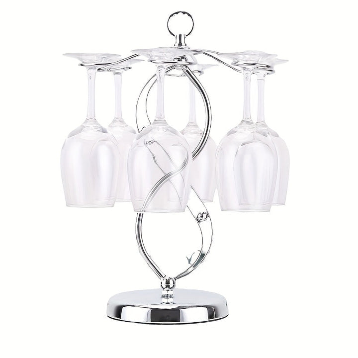 Portavasos de Vino Estilo Europeo Minimalista con Soporte para 6 Botellas Colgantes y Base Resistente - Ahorra Espacio en Encimeras y Armarios, Decoración Sofisticada para Cocina o Comedor