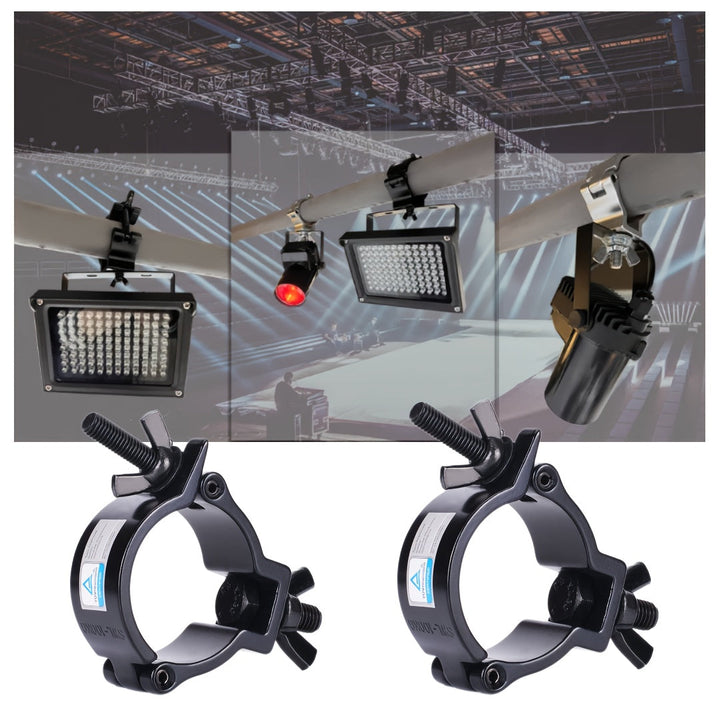 Soporte de Aluminio de Alta Resistencia para Iluminación de Escenario (Negro) Abrazadera de 2 Pulgadas para Luz de Cabeza Móvil/Luz Par/Luz de Foco, Compatible con Tubos/Tuberías de 48-51mm de Diámetro Exterior, Carga Máxima de 220lbs