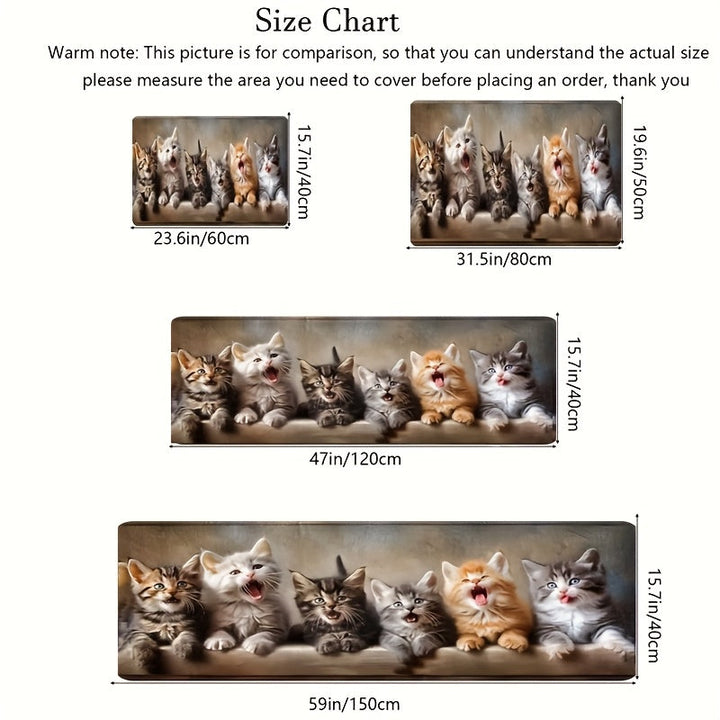 1 alfombra rectangular suave de tejido de poliéster con respaldo antideslizante, lavable a máquina y de pelo bajo - Diseño divertido de gatos para cocina, sala, dormitorio, baño u oficina - Decoración hogareña cómoda y fresca, alfombras de cocina antides