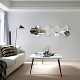 13 piezas de espejos hexagonales grandes de acrílico suave plateado, adhesivos para pared, decoración para baño, sala y dormitorio, hazlo tú mismo