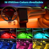 4 luces ambientales para interiores de coche, luces RGB para pies, luces decorativas USB con control remoto, neón LED con ritmo musical, adecuadas para autos y SUVs, regalos considerados