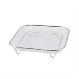 Conjunto de 1 pieza/3 piezas de Accesorios para Freidora de Aire de Acero Inoxidable para Camping al Aire Libre, Rejilla Multifuncional para Microondas, Parrilla Rectangular Duradera Antiadherente, Apilable, Adecuada para Hornear y Asar, Compatible con l