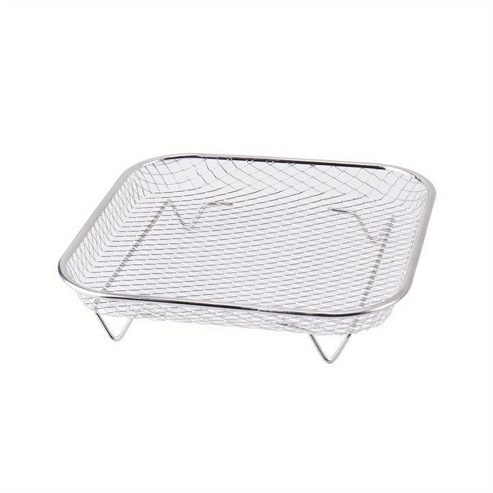 Conjunto de 1 pieza/3 piezas de Accesorios para Freidora de Aire de Acero Inoxidable para Camping al Aire Libre, Rejilla Multifuncional para Microondas, Parrilla Rectangular Duradera Antiadherente, Apilable, Adecuada para Hornear y Asar, Compatible con l