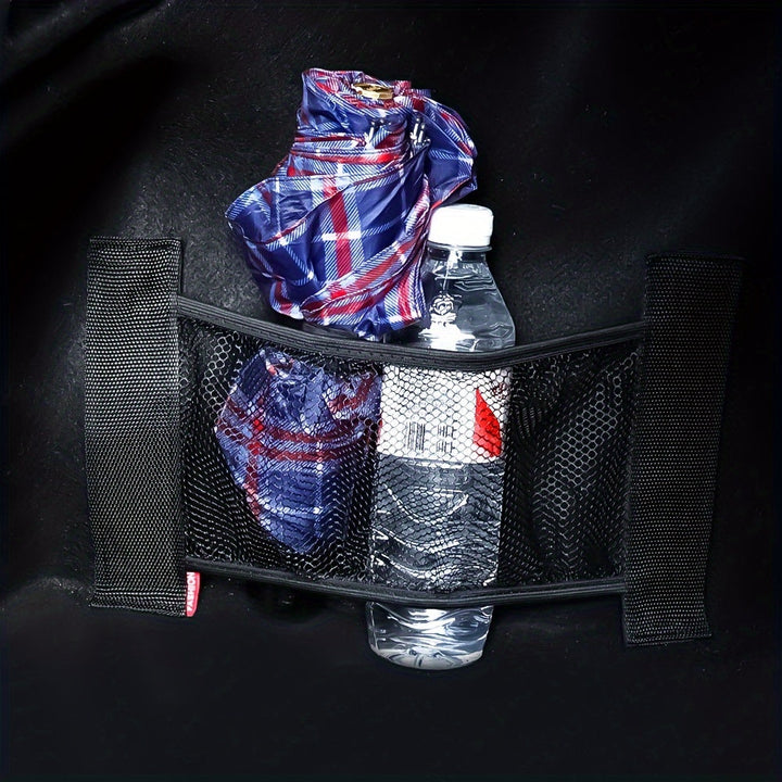 1pc Organizador de Maletero de Coche de Malla Elástica de Nylon Duradero - Accesorios Interiores de Vehículo Red de Almacenamiento, Bolsillo de Carga Colgante para Respaldo de Asiento Trasero, No Se Necesita Electricidad, Negro, Almacenamiento y Organiza