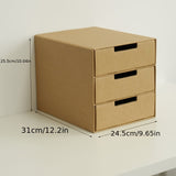 5pcs Cajas de Envío de Papel Kraft con Cajón Multicapa, Caja de Soporte para Libros Simple, Organizador de Documentos de Papel A4 para Escritorio de Oficina, Armario de Almacenamiento Plegable